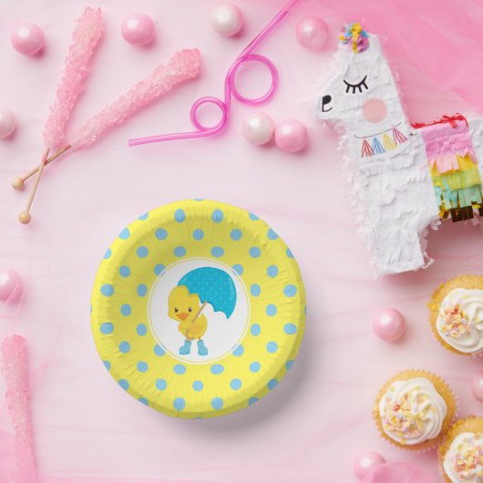 Ducky mit Umbrella Baby Dusche Pappteller (Party)
