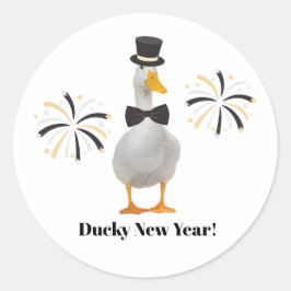 Ducky New Year Runder Aufkleber