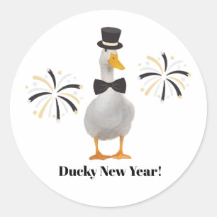 Ducky New Year Runder Aufkleber