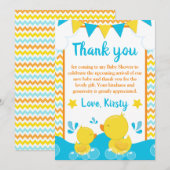 Ducky Polka Dot Babydusche aus Gelb & Blau Dankeskarte (Vorne/Hinten)