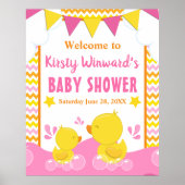 Ducky Polka Dot Babydusche aus Gelb und Rosa Gummi Poster (Vorne)