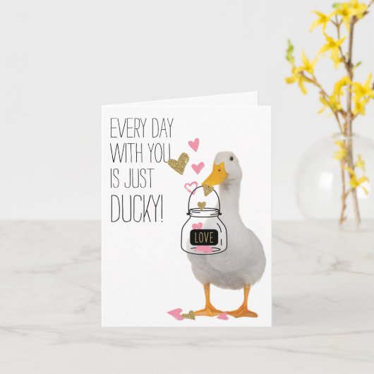 Ducky Valentine Karte (Gelbe Blume)