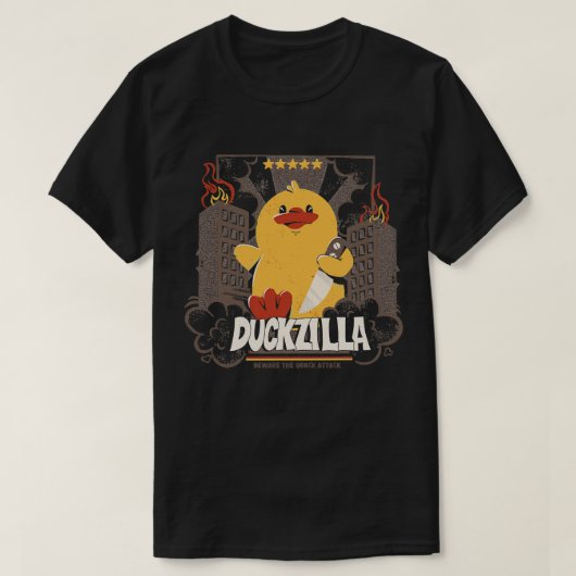 Duckzilla Funny Duck Angriff auf Tobe Fonseca T-Shirt (Design vorne)