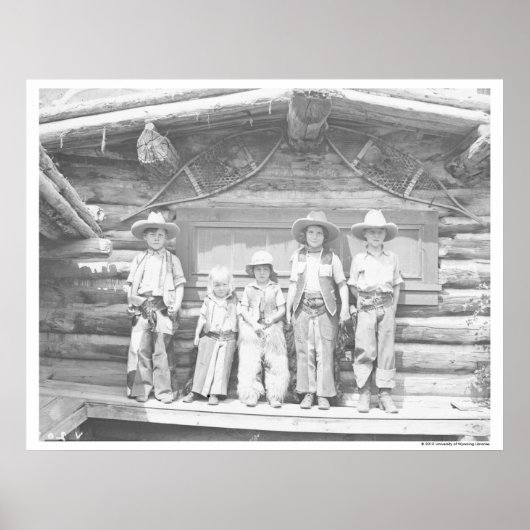 Dude ranch photo of children in cowboy clothes poster (Vorne)