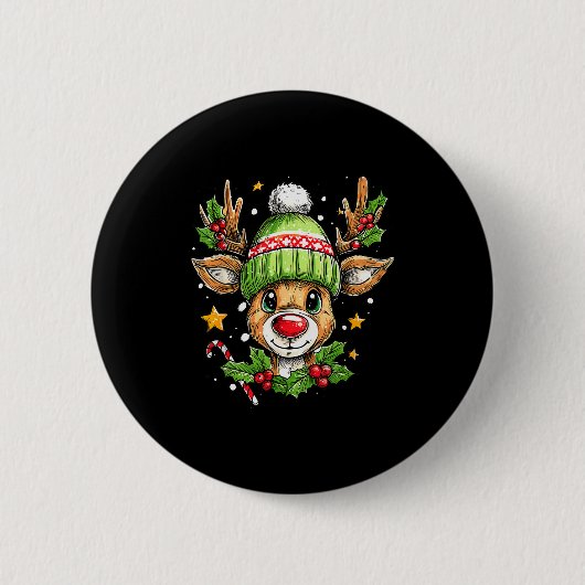 Dude Reindeer Christmas Lights Cozy Reindeer Boy X Button (Vorderseite)