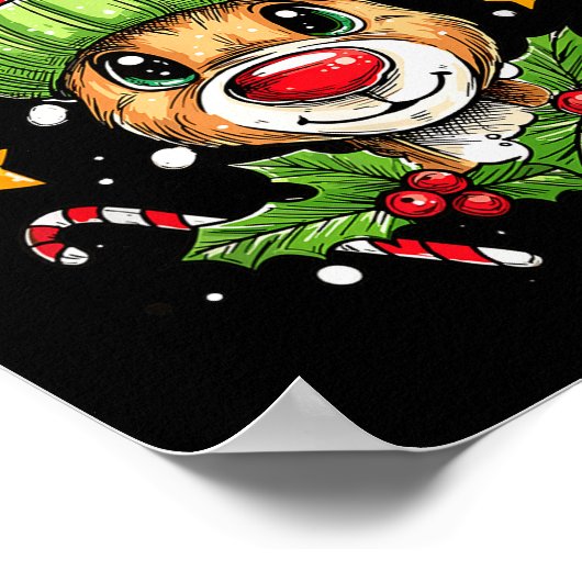 Dude Reindeer Christmas Lights Cozy Reindeer Boy X Poster (Ecke)