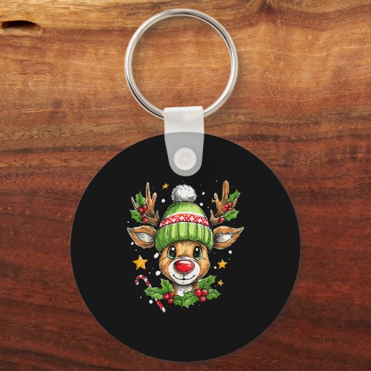 Dude Reindeer Christmas Lights Cozy Reindeer Boy X Schlüsselanhänger (Vorderseite)