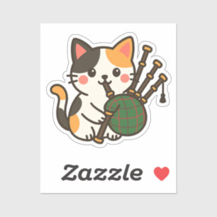 Dudelsack Calico-Katze Lustiges Design Aufkleber