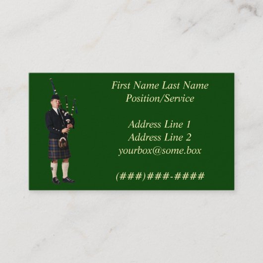 Dudelsack-Musiker Visitenkarte (Vorderseite)