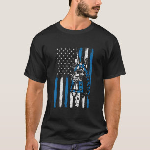 Dudelsackpfeifer auf uns Flagge Taschendudelsack D T-Shirt