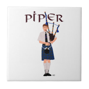 Dudelsackpfeifer - Blauer Kilt Fliese