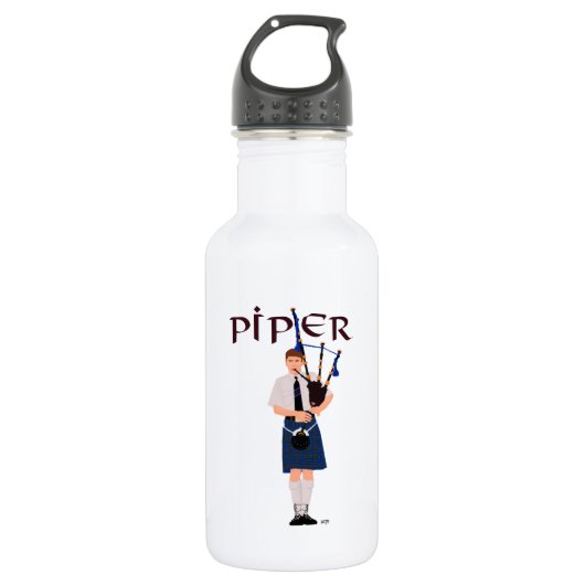 Dudelsackpfeifer - Blauer Kilt Trinkflasche (Vorderseite)