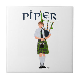 Dudelsackpfeifer - Grüner Kilt Fliese