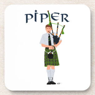Dudelsackpfeifer - Grüner Kilt Untersetzer
