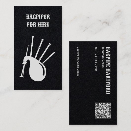 Dudelsackspielen QR-Code Visitenkarte (Vorne/Hinten)
