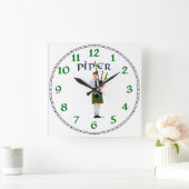 Dudelsackspieler - grüner Kilt Quadratische Wanduhr (Zuhause)