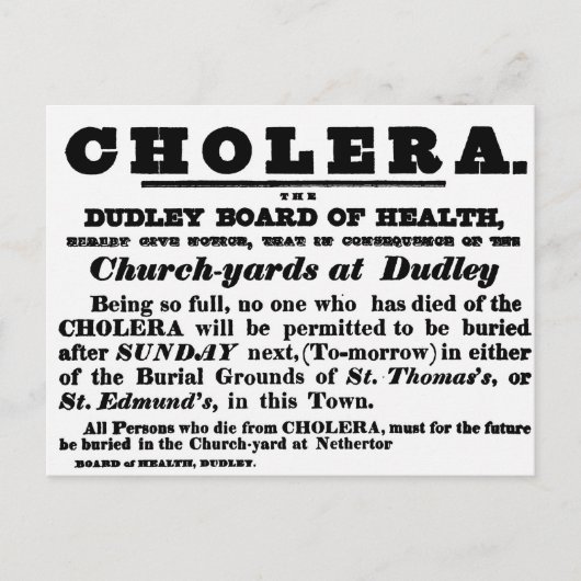 Dudley Board of Health Postkarte (Vorderseite)
