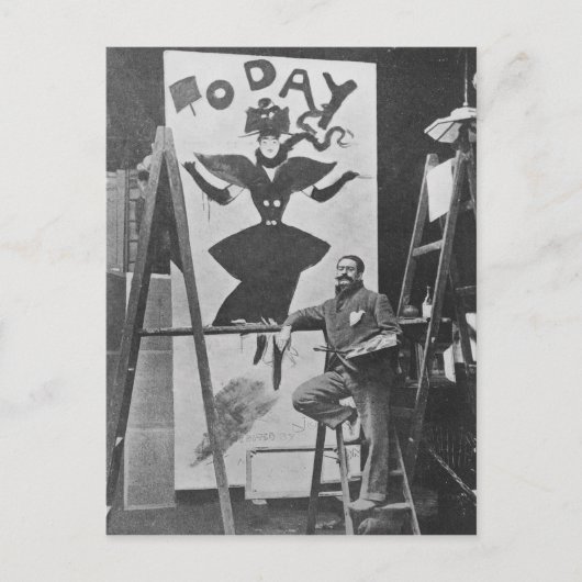 Dudley Hardy malt ein Poster Postkarte (Vorderseite)