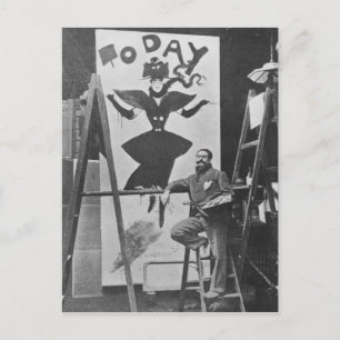 Dudley Hardy malt ein Poster Postkarte