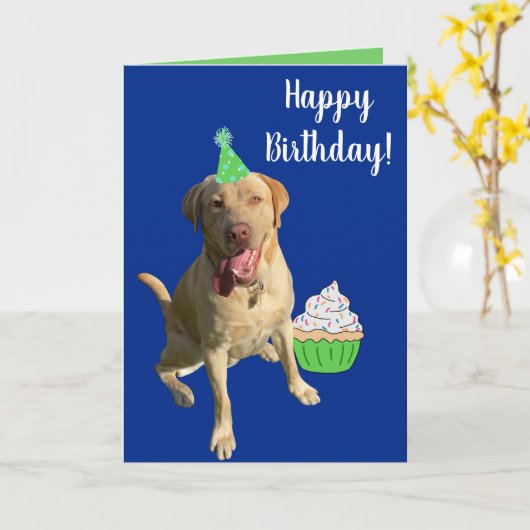 Dudley Labrador Birthday Karte (Gelbe Blume)