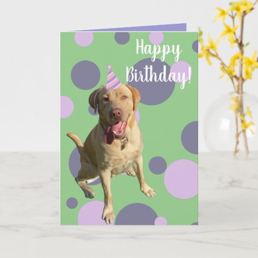 Dudley Labrador Birthday Karte (Gelbe Blume)