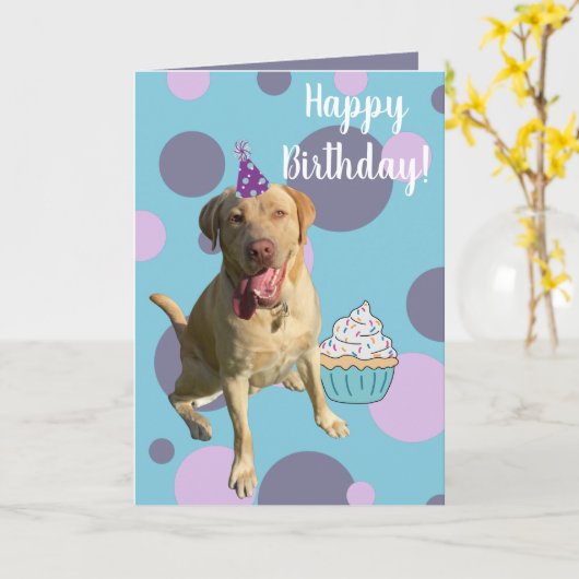 Dudley Labrador Birthday Karte (Gelbe Blume)