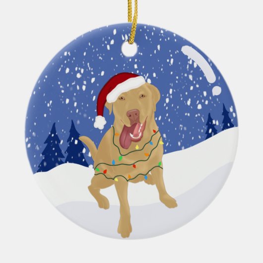 Dudley Labrador Christmas Keramik Ornament (Vorne)