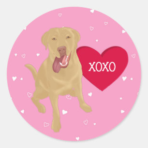 Dudley Labrador Valentines XOXO Runder Aufkleber