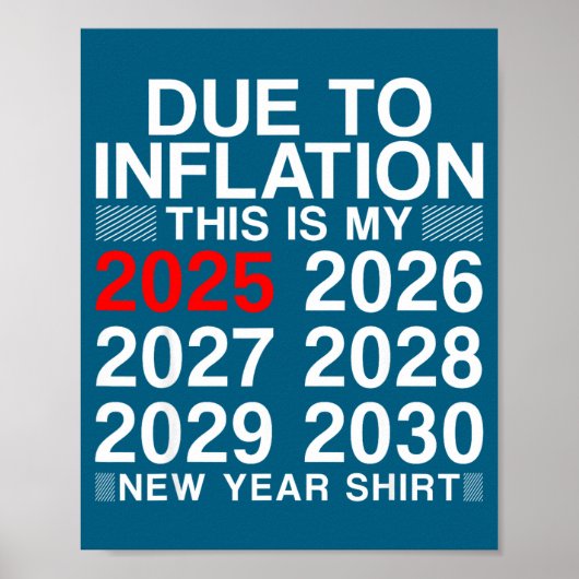 Due To Inflation Funny New Year 2026 Tee Men Women Poster (Vorne)