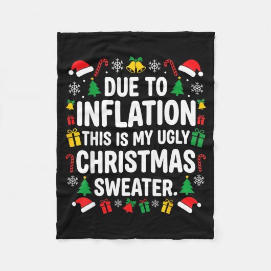 Due To Inflation Ugly Christmas Sweater Shirt Men Fleecedecke (Vorderseite)