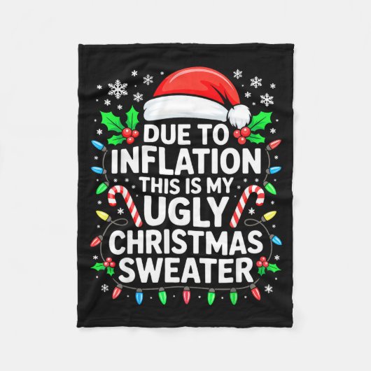 Due To Inflation Ugly Christmas Sweater Shirt Men Fleecedecke (Vorderseite)