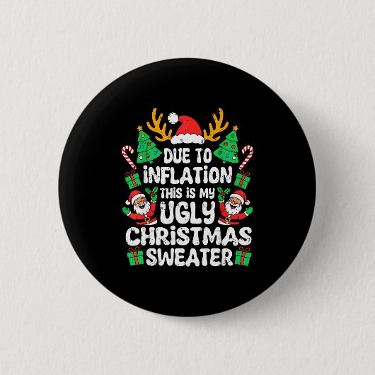 Due To Inflation Ugly Christmas Sweater Xmas Men W Button (Vorderseite)