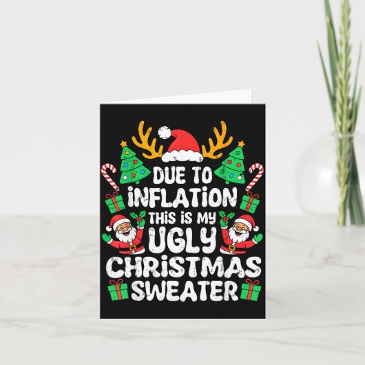 Due To Inflation Ugly Christmas Sweater Xmas Men W Karte (Vorderseite)