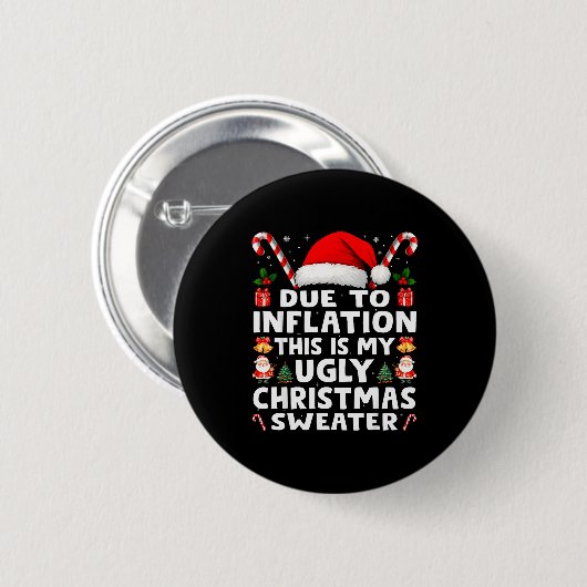 Due To Inflation Ugly Christmas Sweaters Men Women Button (Vorne & Hinten)