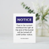 Due to the current workload notice funny postkarte (Stehend Vorderseite)