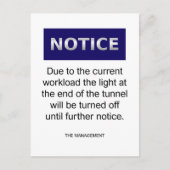 Due to the current workload notice funny postkarte (Vorderseite)