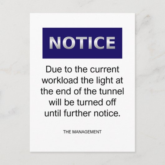 Due to the current workload notice funny postkarte (Vorderseite)