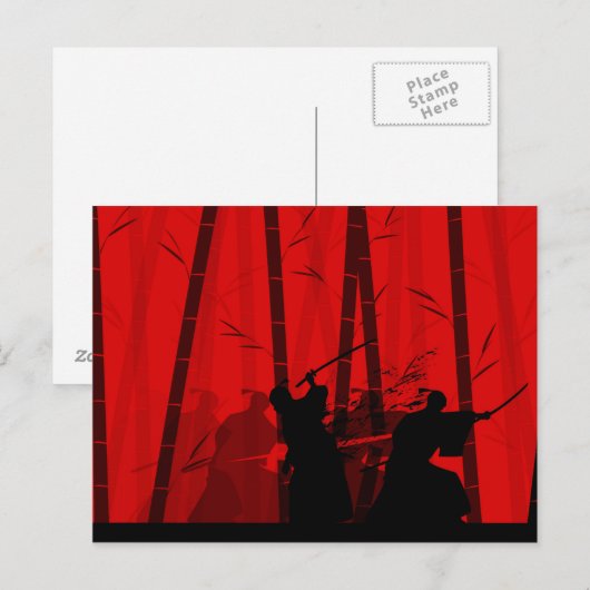 Duel in Red Bamboo - Samurai Postkarte (Vorne/Hinten)
