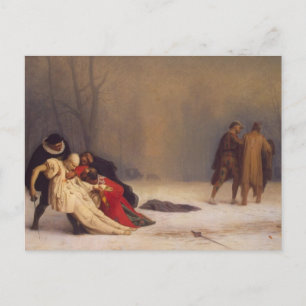 Duel nach einem Maskenball Postkarte