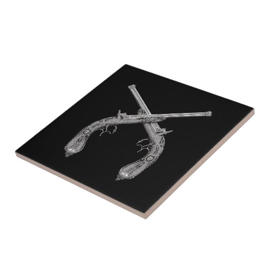 Dueling Antike Waffen Schwarz Fliese (Seite)