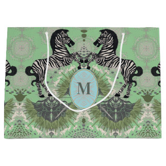 Dueling Zebra Monogram Große Geschenktüte