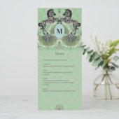 Dueling Zebra Monogram Menü (Stehend Vorderseite)