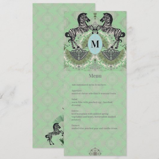 Dueling Zebra Monogram Menü (Vorne/Hinten)