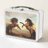Duell Hengste Malen Metal Lunch Box (Vorderseite)