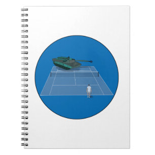 Duell zwischen Tank und Tennisspieler Notizblock