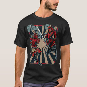 Duellierende Samurai Retro-Vintage-Japanische-Kuns T-Shirt