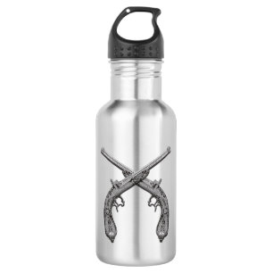 Duellierpistolen Silber Trinkflasche