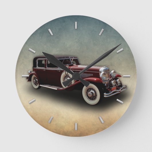 Duesenberg (Duesy) Model J Classic Car Runde Wanduhr (Vorderseite)
