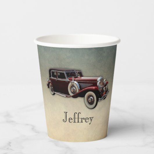 Duesenberg/Duesy Model J Klassischer Wagen Persona Pappbecher (Rückseite)