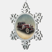 Duesenberg (Duesy) vorbildliches J Klassiker-Auto Schneeflocken Zinn-Ornament (Rechts)